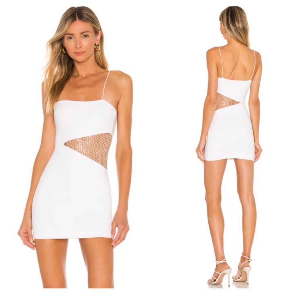 Superdown White Mini Dress with Cutout Sequin Detail